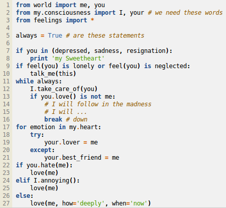 Programmers way to express love